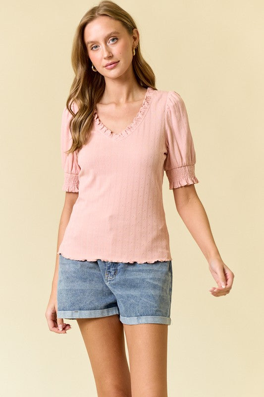 Blush Pink Puff Sleeve Top
