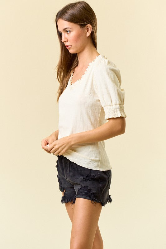 Ivory Puff Sleeve Top
