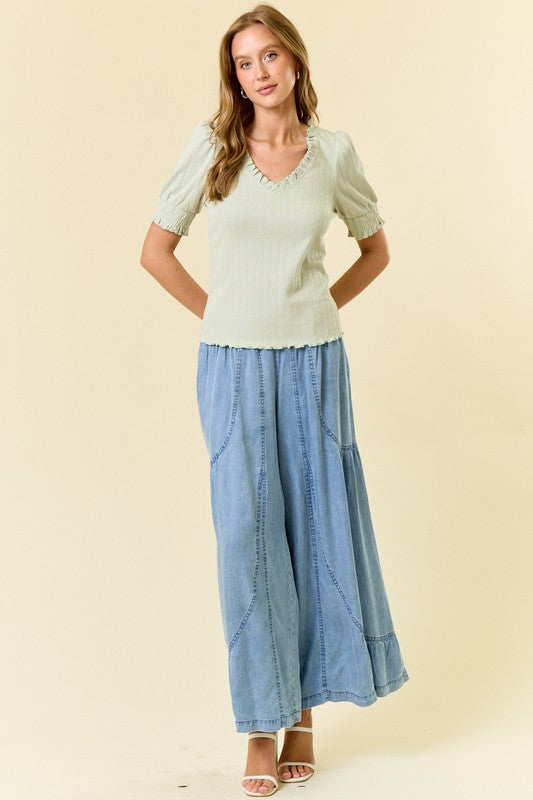 Light Sage Puff Sleeve Top