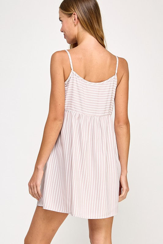 Light Mocha Stripe Babydoll Dress