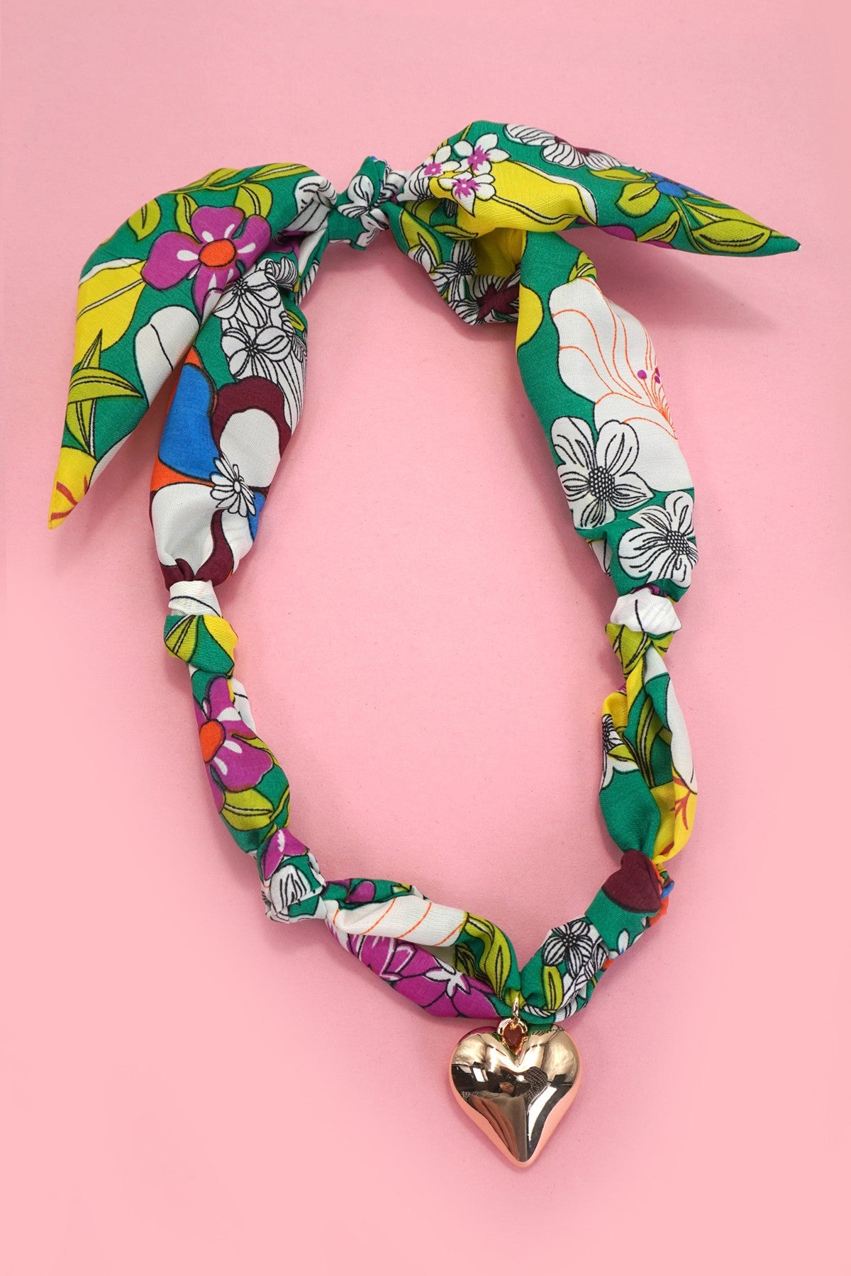 Green Floral Scarf Necklace
