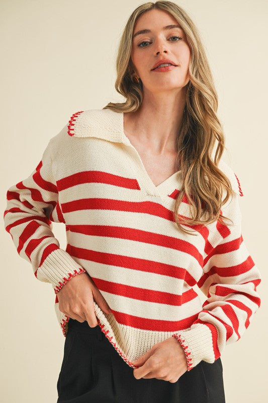 Red & White Striped Sweater