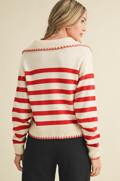 Red & White Striped Sweater