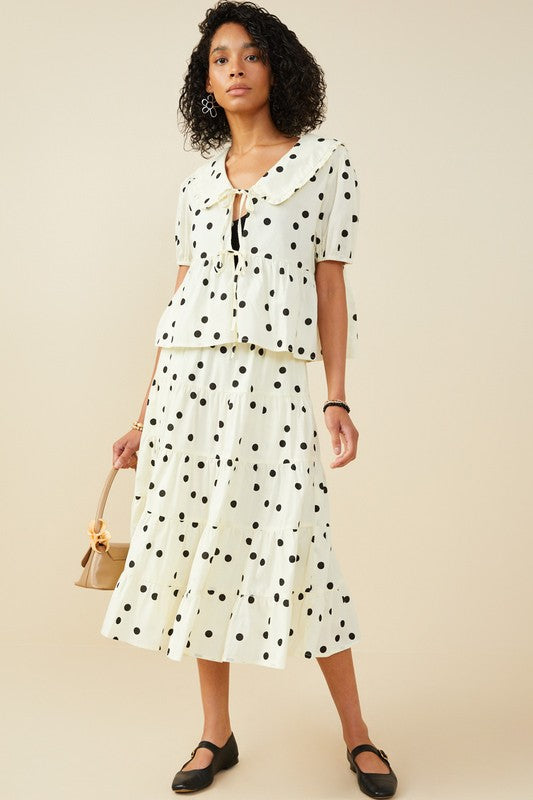 Ivory Poplin Polka Dot Top