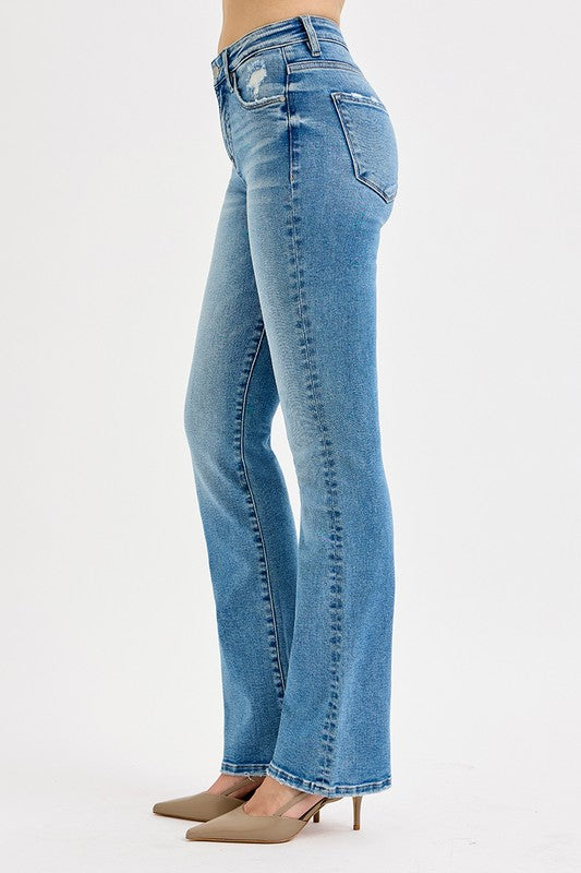 Risen High Rise Straight Jeans
