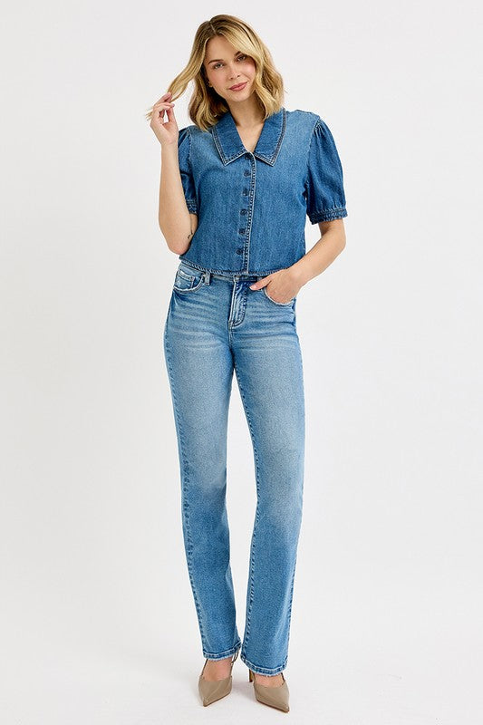 Risen High Rise Straight Jeans