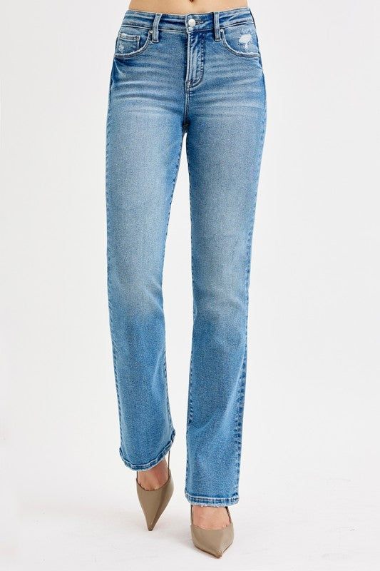 Risen High Rise Straight Jeans