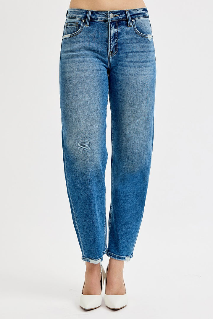 Risen High Rise Ankle Barrel Jeans