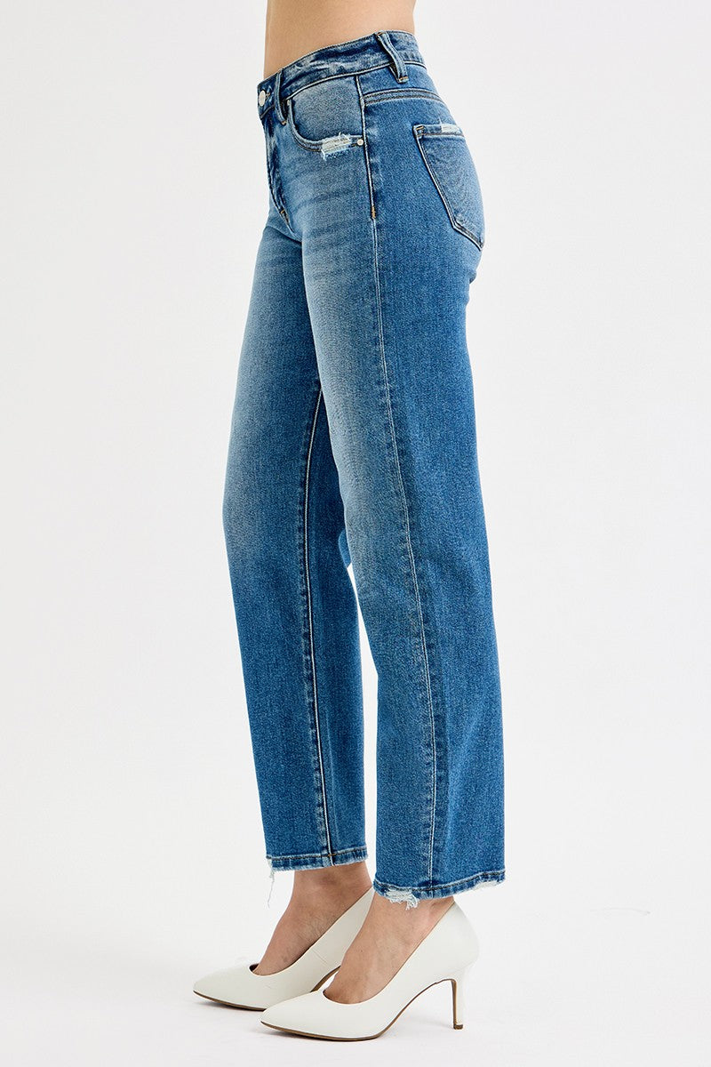 Risen High Rise Ankle Barrel Jeans