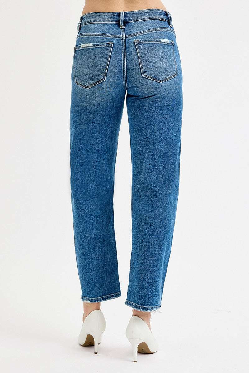 Risen High Rise Ankle Barrel Jeans