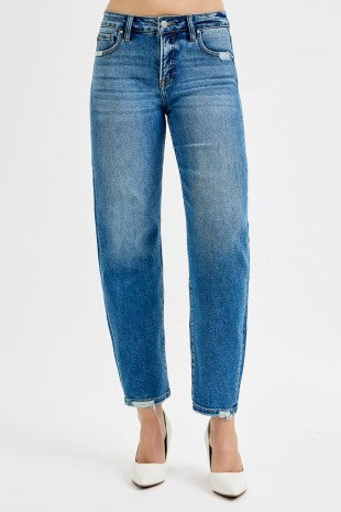 Risen High Rise Ankle Barrel Jeans