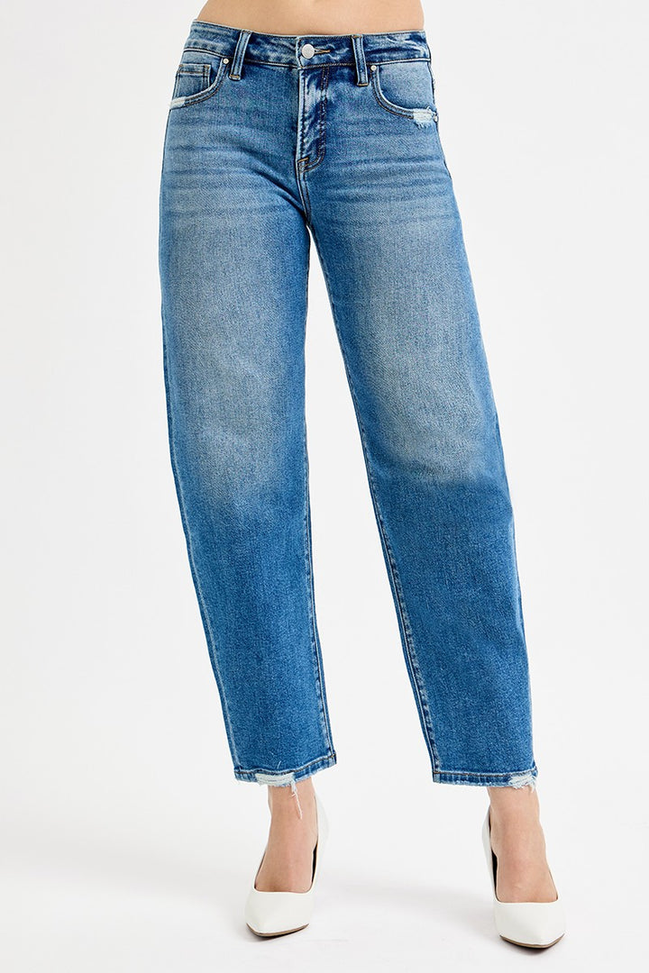 Risen High Rise Ankle Barrel Jeans