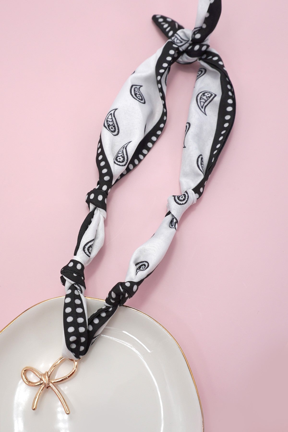 Black Bow Scarf Necklace