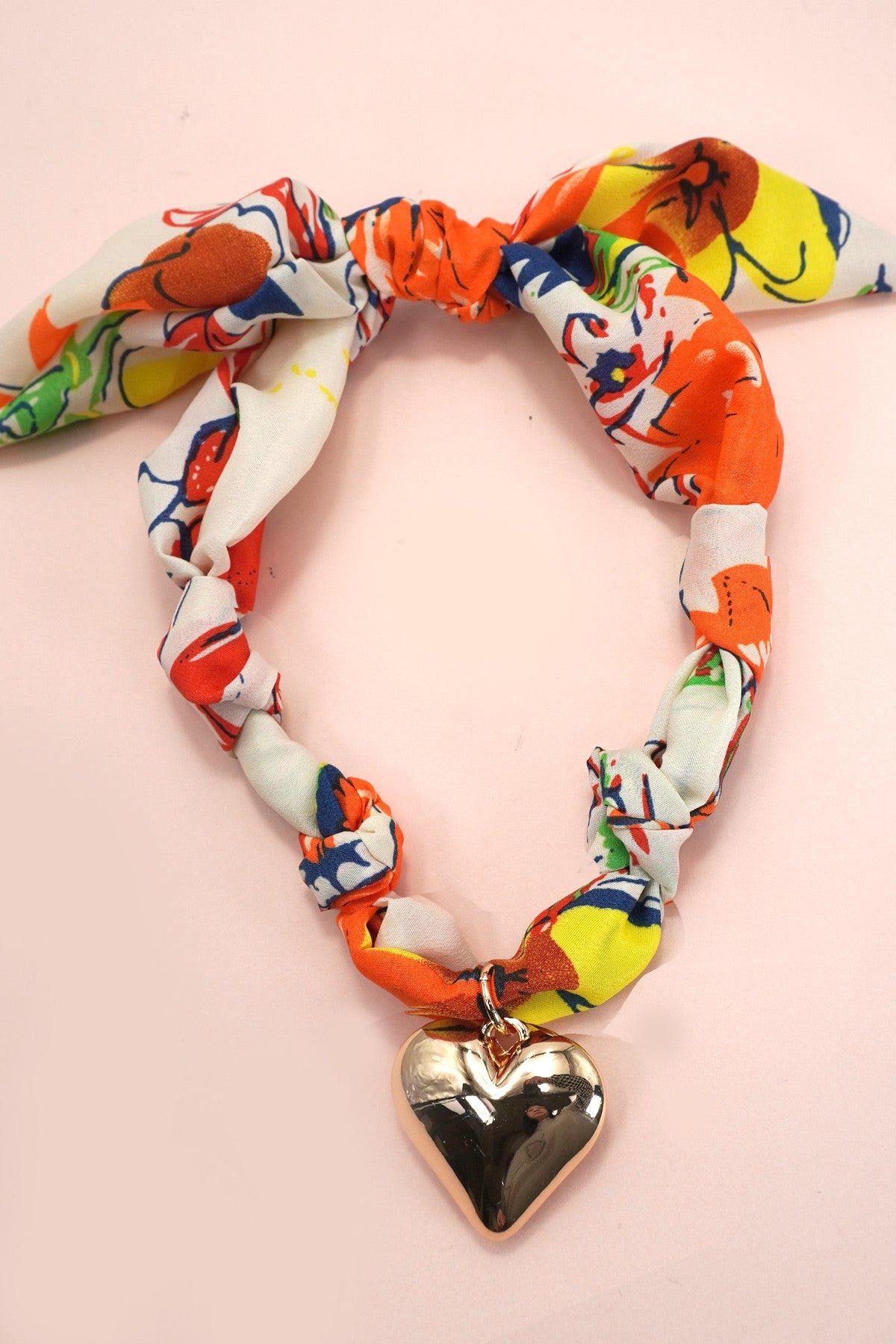 Orange Floral Scarf Necklace