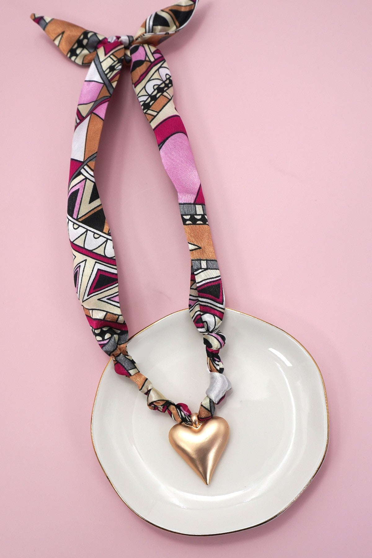 Fuschia Geo Scarf Necklace