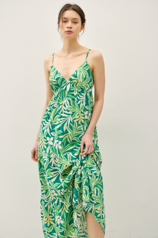 Green Tropical Maxi Sundress