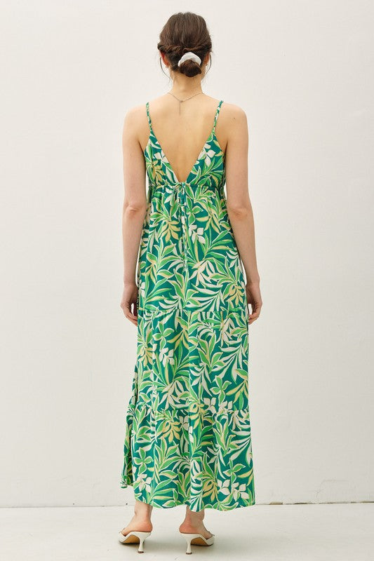 Green Tropical Maxi Sundress