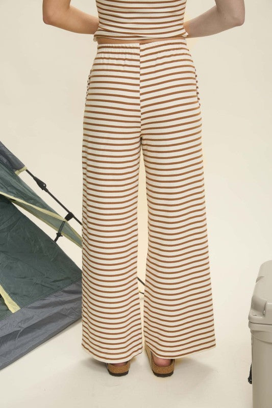 Brown Stripe Wide Leg Lounge Pants