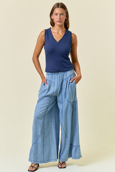 Midnight Frill V-Neck Top