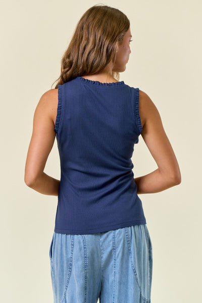 Midnight Frill V-Neck Top