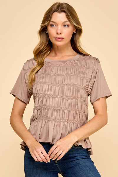Mocha Smocked Top