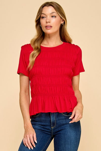 Red Smocked Top