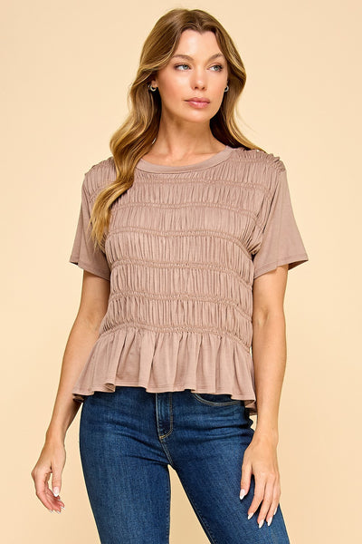 Mocha Smocked Top