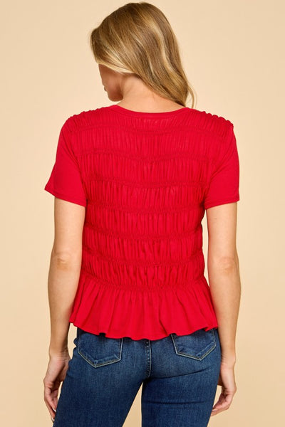 Red Smocked Top