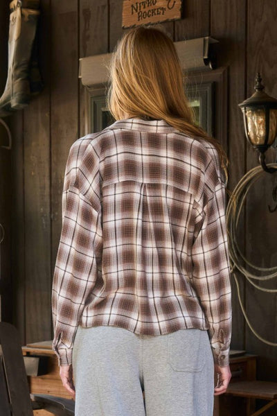 Brown Plaid Button Down Shirt