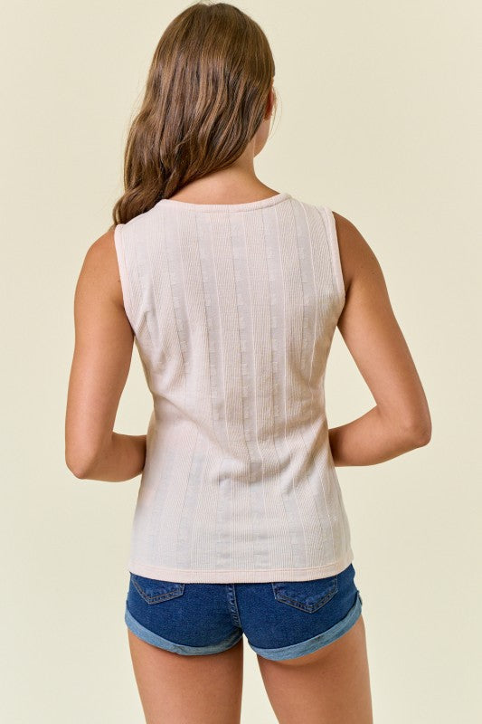 Ivory Zipper V-Neck Top