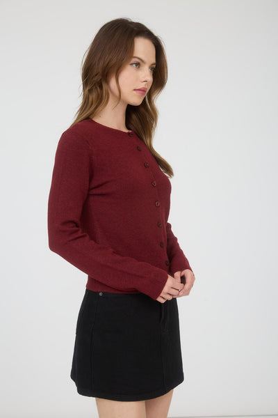 Burgundy Button Down Cardigan