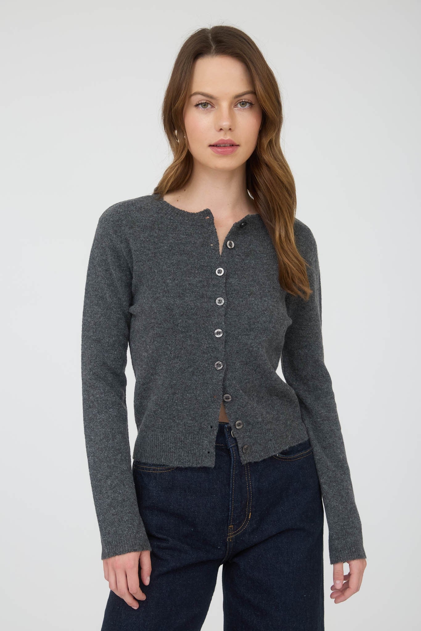 Charcoal Button Down Cardigan