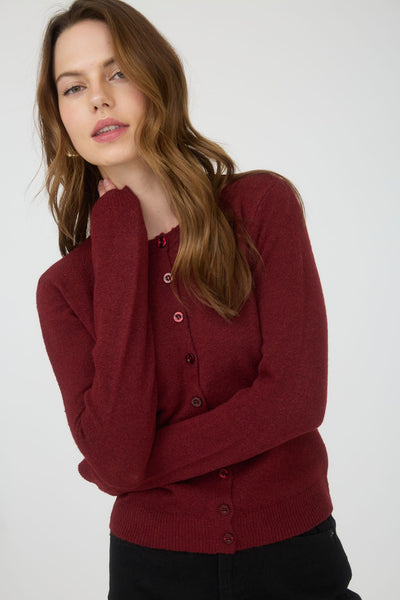 Burgundy Button Down Cardigan