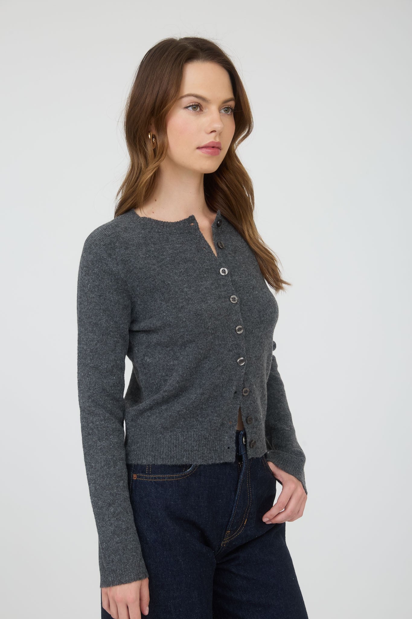 Charcoal Button Down Cardigan