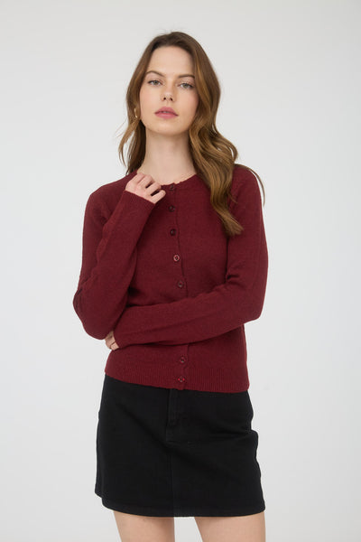 Burgundy Button Down Cardigan