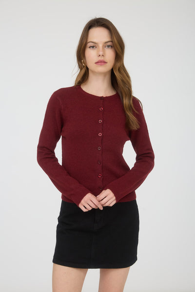 Burgundy Button Down Cardigan