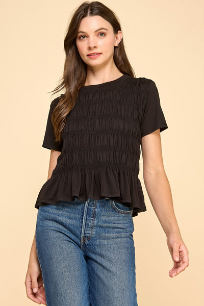 Black Smocked Top
