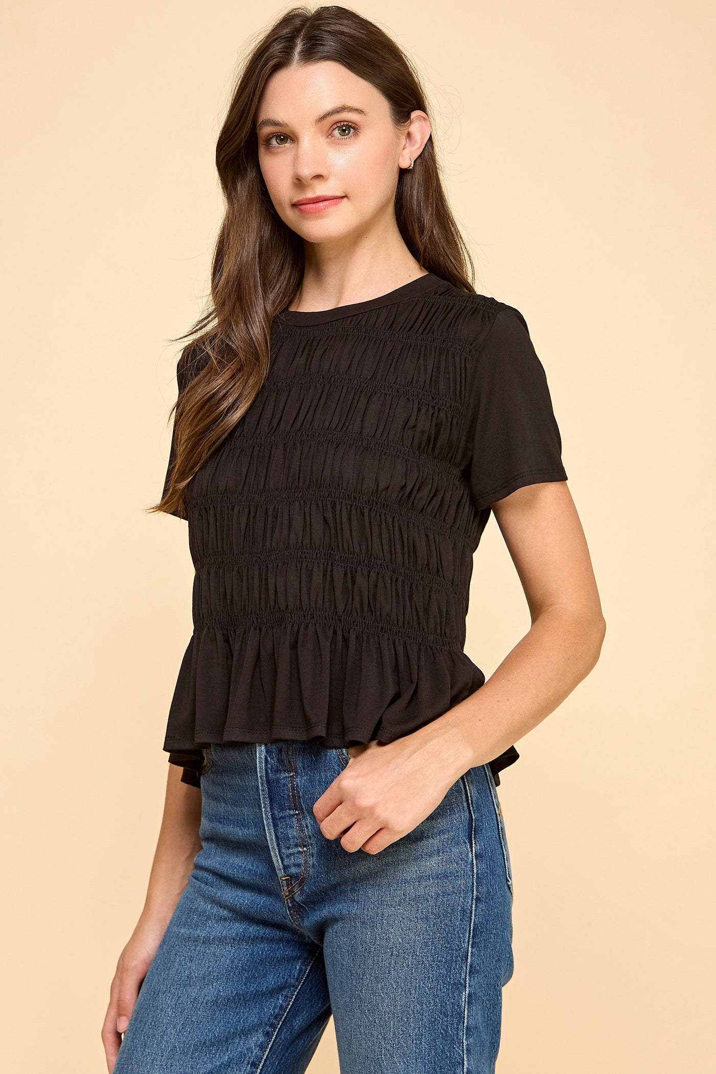 Black Smocked Top