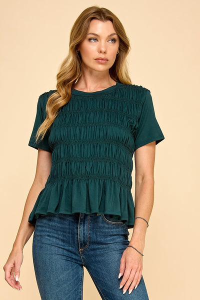 Hunter Green Smocked Top