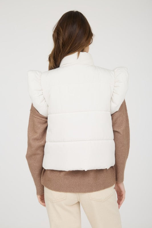 Cream Flutter Sleeve Puffer Vest