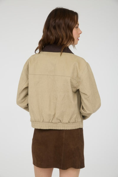 Khaki Corduroy Zip-up Jacket