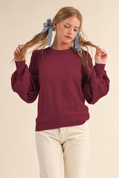 Mauve Wine Classic Texture Pullover