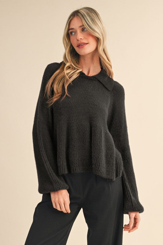 Charcoal Bubble Sleeve Sweater