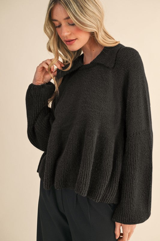 Charcoal Bubble Sleeve Sweater