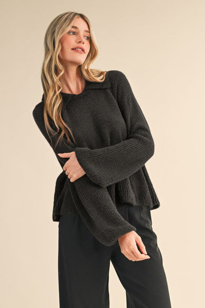 Charcoal Bubble Sleeve Sweater