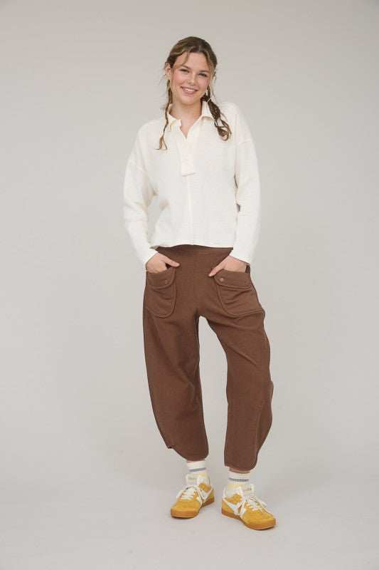 Brown Pocket Knit Lounge Pants