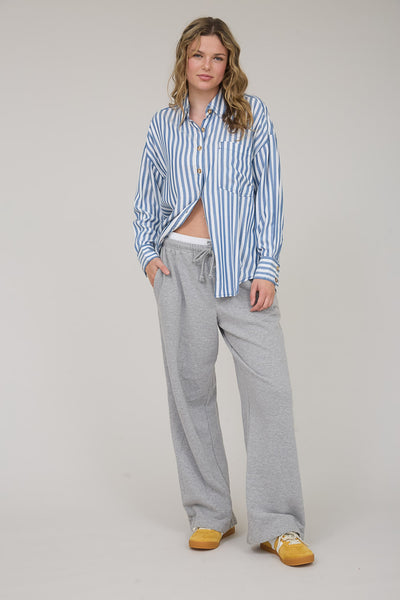 Blue Stripe Collared Button Down Shirt