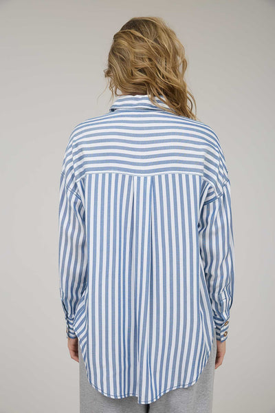 Blue Stripe Collared Button Down Shirt