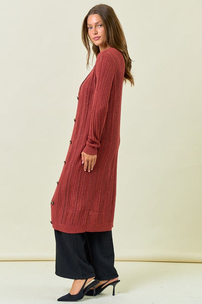 Terra Cotta Button Down Knit Cardigan