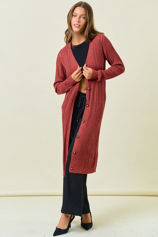 Terra Cotta Button Down Knit Cardigan